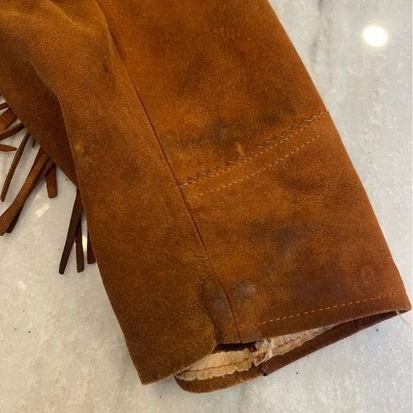 Vintage 60’s Brown Suede Western Fringe Jacket Sylvia Women Sz L Boho Hippie - Picture 13 of 16